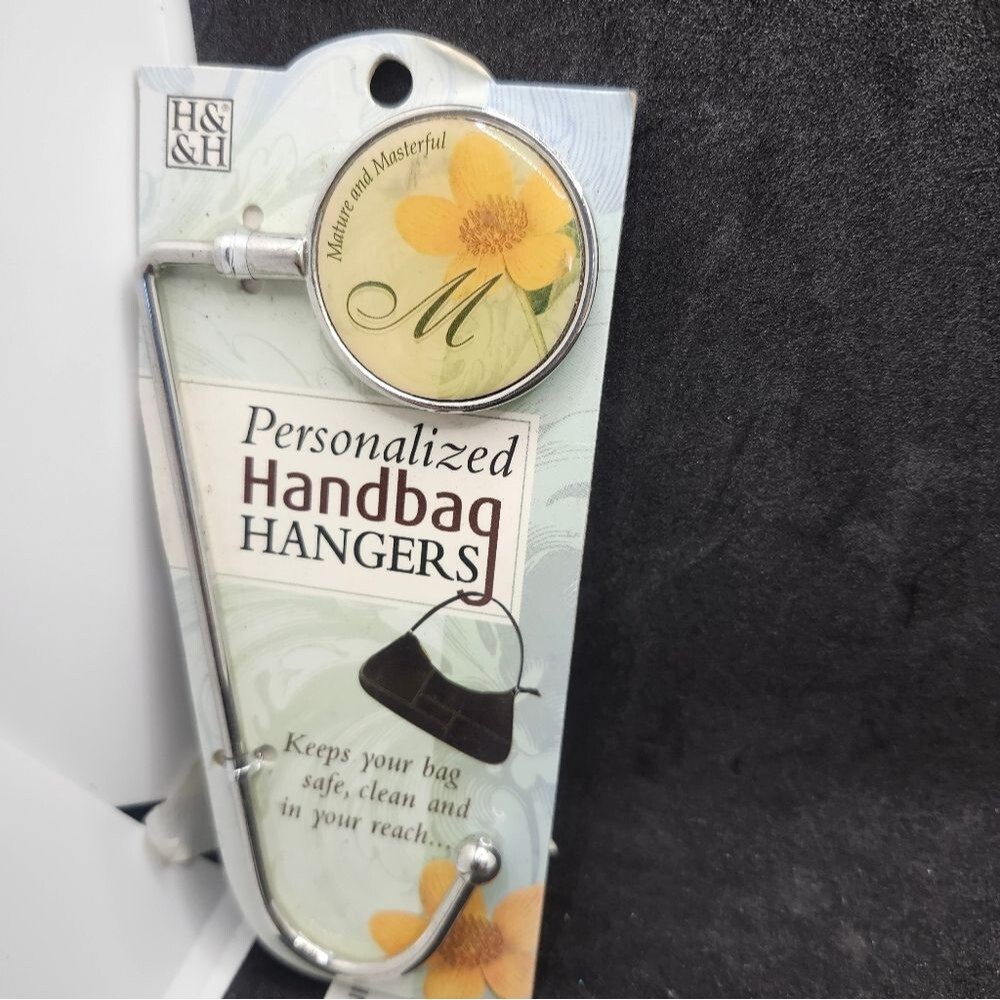 H&H Letter “M” Personalized Handbag Hanger – Floral Purse Hook – Monogram Handba